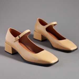 Maeve Block-Heel Mary Jane Mule Beige